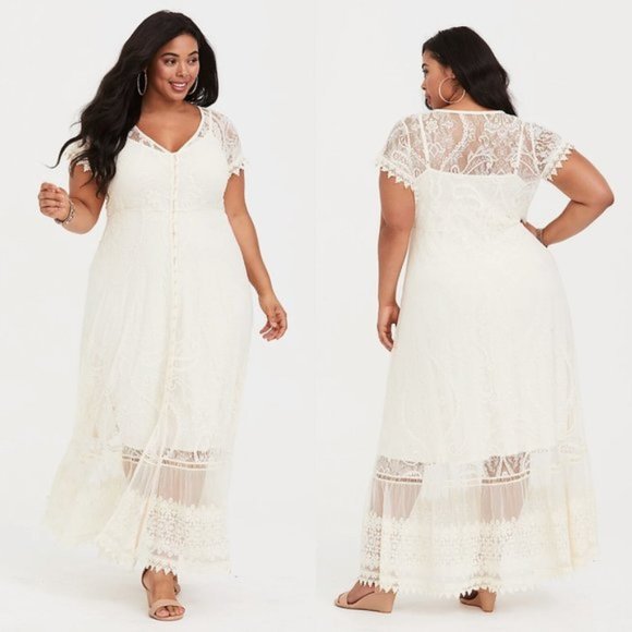 ivory lace maxi dress
